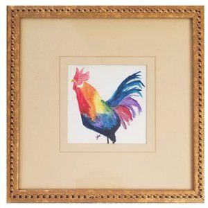 Framed Rooster painting - original art